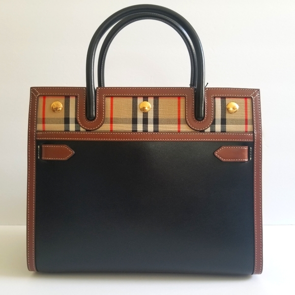 Burberry Title Vintage Check Leather Satchel Black - Picture 5 of 13